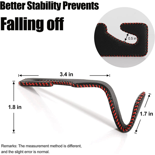 JVCV® Leather Car Headrest Hooks for Back Seat Organizer – Heavy-Duty Bag & Purse Hanger Hooks for Cars, SUVs, Trucks – Pack of 2 (Universal Fit, Premium Metal Core)