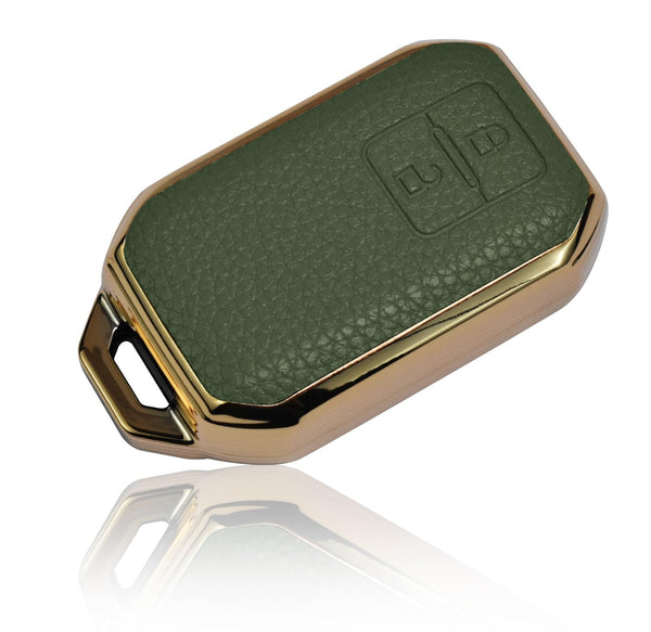 JVCV® Premium Soft Gold Border TPU Leather Pattern Key Cover Compatible with Suzuki Jimny Grand Vitara BALENO XL6 Swift ERTIGA DZIRE FRONX Urban Cruiser Glanza Hyryder 2 Button Smart Key