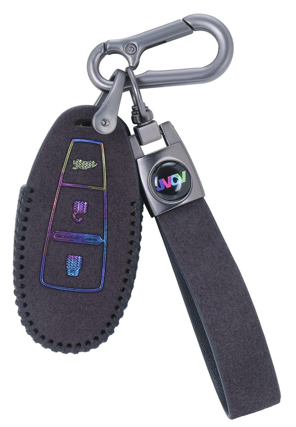 JVCV® Suede Leather Key Cover for Maruti Suzuki & Toyota Smart Keys – Compatible with Baleno, Ciaz, Brezza, Ignis, Swift, S-Cross, Urban Cruiser
