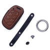 JVCV® Soft Handmade Leather Key Cover Compatible with New Hyundai Alcazar and Creta 4 Button Smart Key