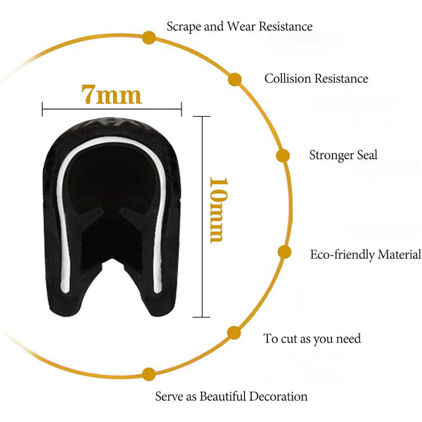 5 Mtr Door Edge Guard Black Car Door Edge Guards Door Edge Protector for Cars Rubber Auto Door Trim U Shape Build in Metal Sheet No Need Adhesive Easy to Cut Door Guards for Most Cars (Black)
