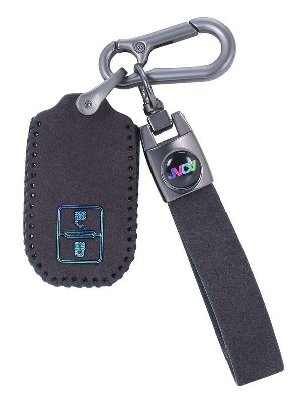 JVCV® Suede Leather Key Cover for 2-Button Smart Keys – Compatible with Suzuki Grand Vitara, Swift, Dzire, Baleno, Toyota Glanza, Rumion, Hyryder & More