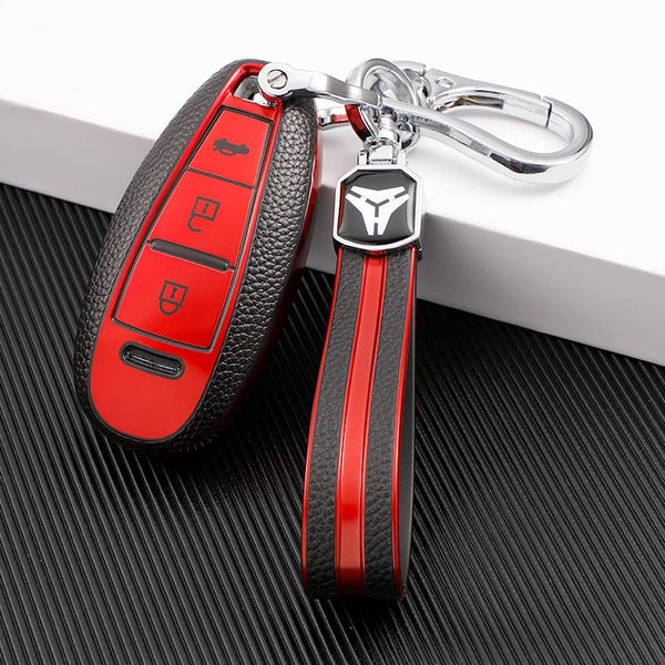 JVCV® Premium Soft TPU Leather Pattern Key Cover Compatible with Maruti Suzuki & Toyota Smart Keys