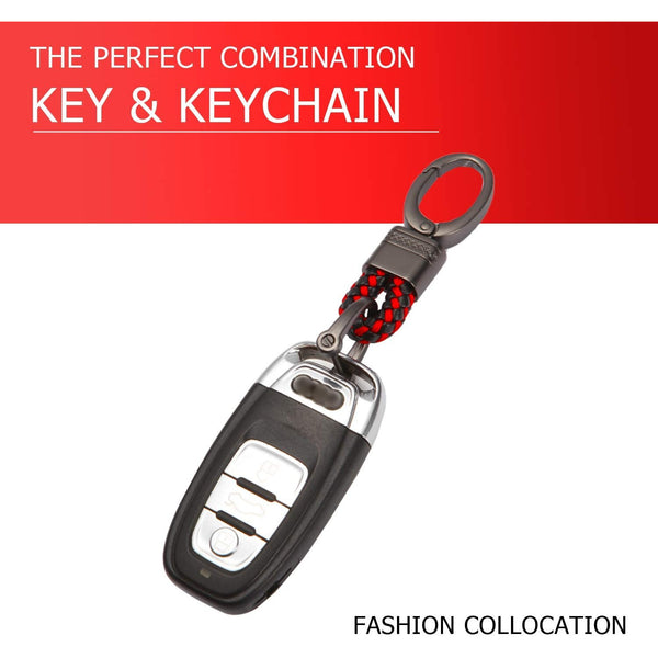 2 Pack Genuine Leather Keychain with Zinc Alloy Buckle Keyring