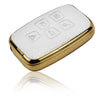 JVCV® Premium Soft Gold Border TPU Leather Pattern Key Cover Compatible with Range Rover Evoque Velar Sport Discovery Freelander & Jaguar XF, XJ, XE, F-PACE
