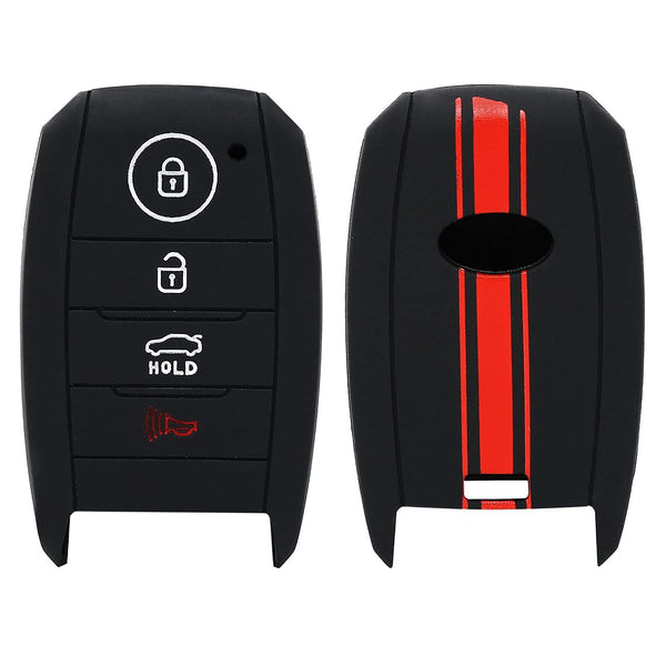 JVCV® Car Key Cover Compatible with Kia Seltos Sonet Carens 4 Button Smart Key - Rally Stripe