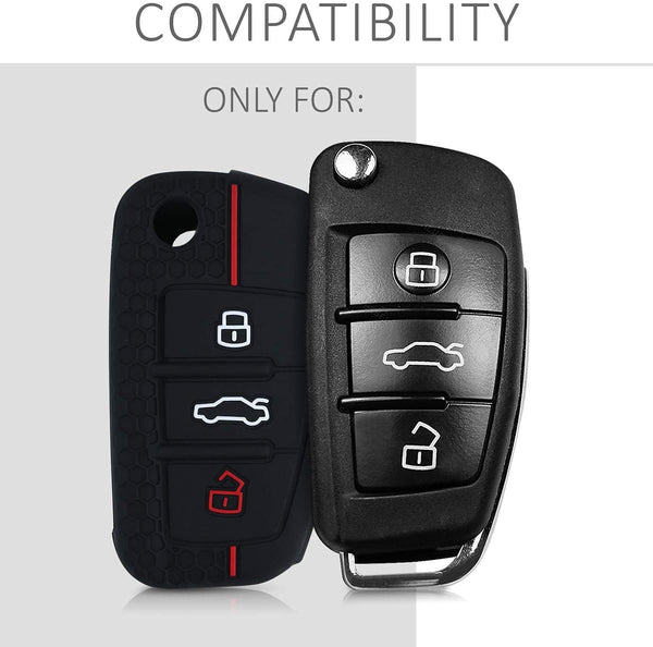 JVCV® Car Key Cover Compatible with Audi A1 A3 A6 Q2 Q3 Q7 TT TTS R8 S3 S6 RS3 Folding Key