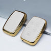 JVCV® Premium Soft Gold Border TPU Leather Pattern Key Cover Compatible with Range Rover Evoque Velar Sport Discovery Freelander & Jaguar XF, XJ, XE, F-PACE