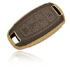 JVCV® Premium Soft Gold Border TPU Leather Pattern Key Cover Compatible with New Hyundai Verna and i20 NLine 4 Button Car Key