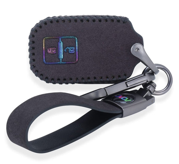 JVCV® Suede Leather Key Cover for 2-Button Smart Keys – Compatible with Suzuki Grand Vitara, Swift, Dzire, Baleno, Toyota Glanza, Rumion, Hyryder & More