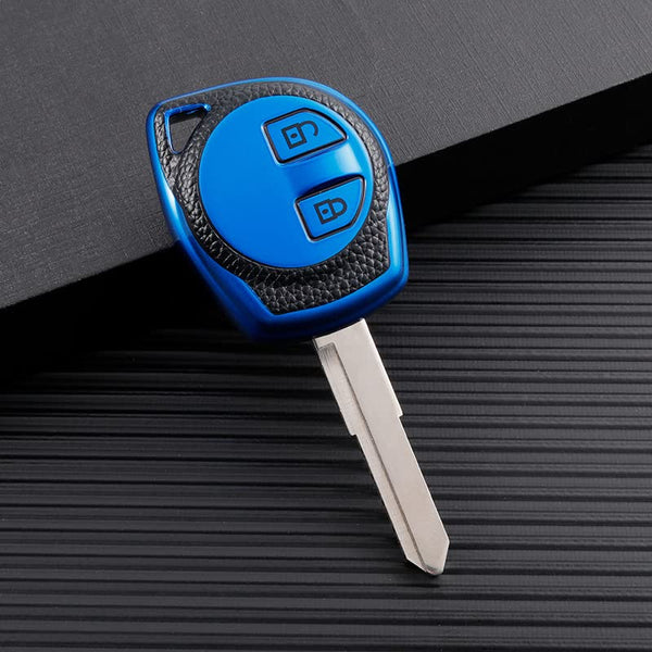 JVCV® Premium Soft TPU Leather Pattern Key Cover Compatible with 2 Button Key for Maruti Suzuki Swift Baleno S-Cross Ciaz Dzire WagonR SX4 Ritz