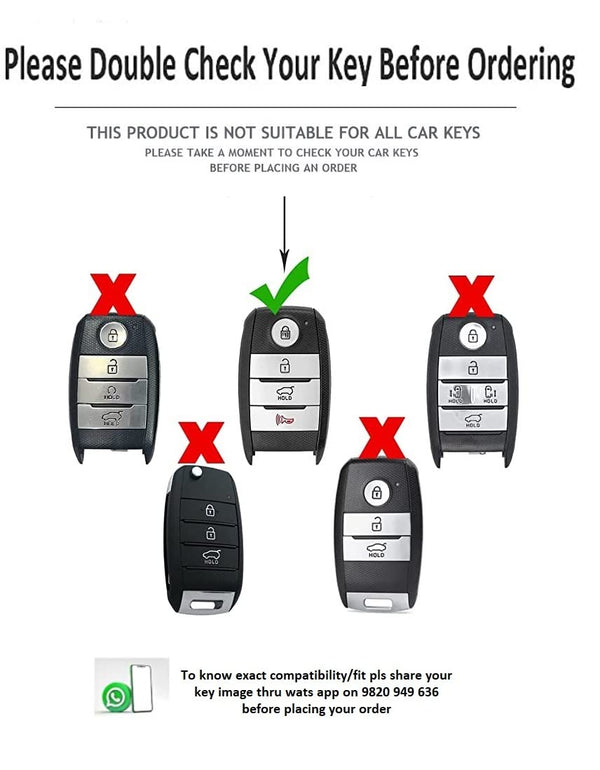 JVCV® Car Key Cover Compatible with Kia Seltos Sonet Carens 4 Button Smart Key - Rally Stripe