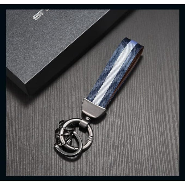 JVCV® Nylon & Leather Universal Keychain – 360° Rotatable Zinc‑Alloy Hook & Screw‑Cap D‑Ring, Multi‑Key Holder for Car, Bike, Home & Office (Men & Women)