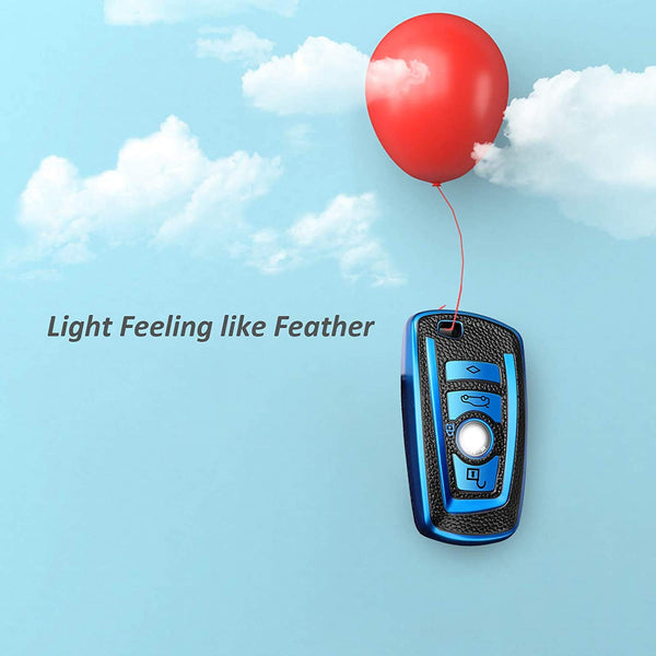 JVCV® Premium Soft TPU Leather Pattern Key Cover Compatible with BMW Smart Key