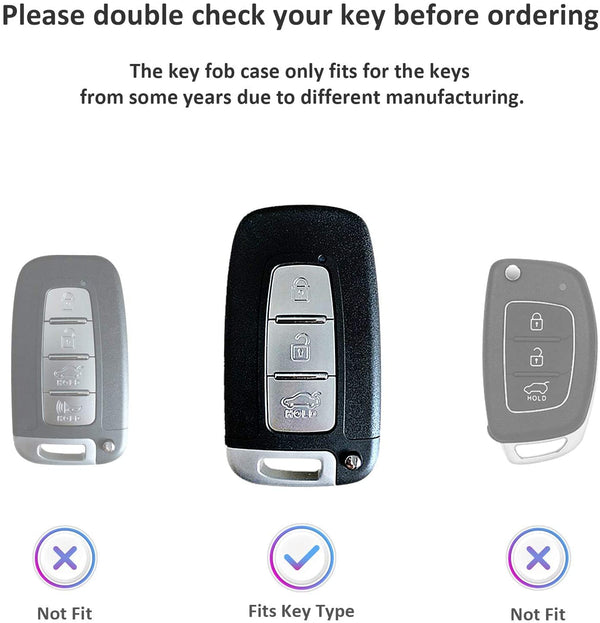 JVCV® Premium Soft TPU Leather Pattern Key Cover Compatible with Hyundai Verna Fluidic Old i20 Santafe Push Button Smart Key