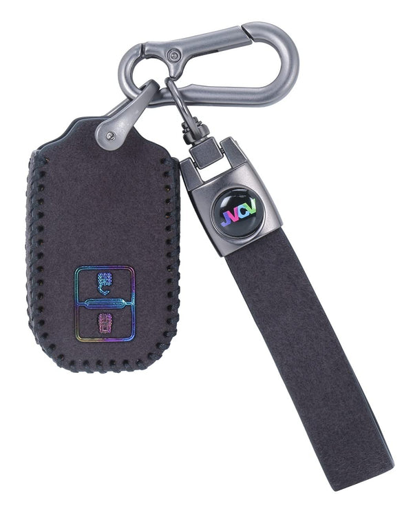 JVCV® Suede Leather Key Cover for 2-Button Smart Keys – Compatible with Suzuki Grand Vitara, Swift, Dzire, Baleno, Toyota Glanza, Rumion, Hyryder & More