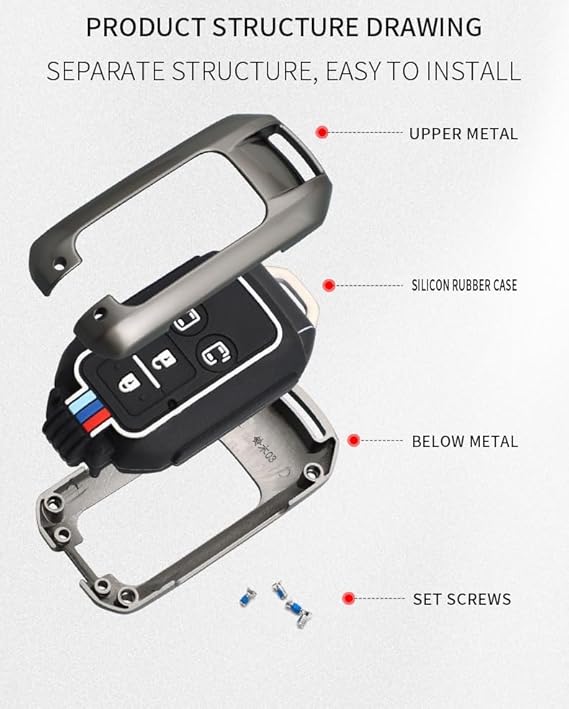 JVCV® Metal Key Cover compatible with Suzuki Jimny, Fronx, Grand Vitara, BALENO, XL6, Swift, ERTIGA, DZIRE, Urban Cruiser, Glanza, Hyryder 2 Button Smart Key