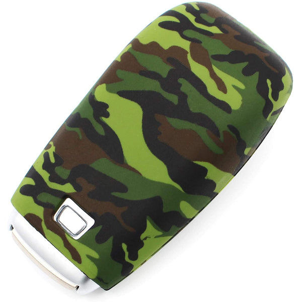Car Styling Soft Silicone Camouflage Key Cover Compatible with Benz E Series Smart Key (Green Camouflage)