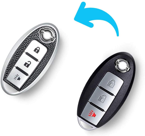 JVCV® Premium Soft TPU Leather Pattern Key Cover Compatible with Nissan Smart Key