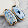 JVCV® Marble Gold Border TPU Key Cover Compatible with Hyundai Verna Push Button Start Car Key