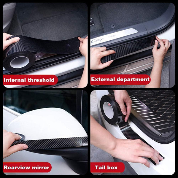 JVCV® 5D Gloss Carbon Fiber Entry Guard Strip – Car Door Sill & Bumper Protector (Anti-Scratch, Universal Fit)