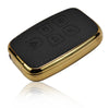 JVCV® Premium Soft Gold Border TPU Leather Pattern Key Cover Compatible with Range Rover Evoque Velar Sport Discovery Freelander & Jaguar XF, XJ, XE, F-PACE