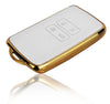JVCV® Premium Soft Gold Border TPU Leather Pattern Key Cover Compatible with Renault Kiger Triber Smart Key