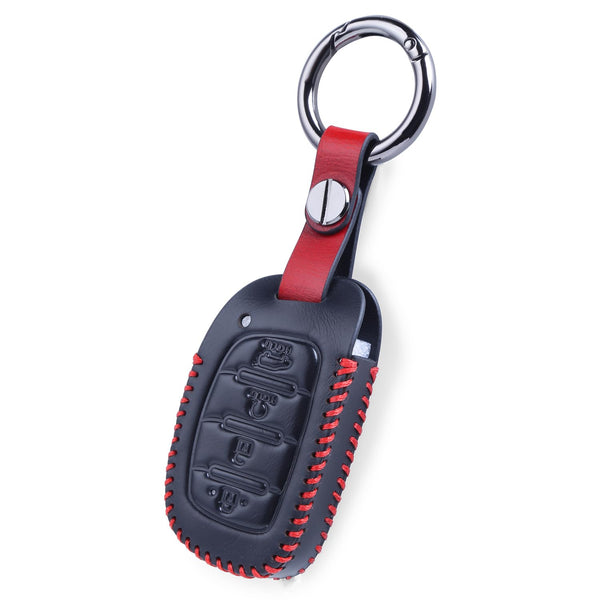 JVCV® Soft Handmade Leather Key Cover Compatible with New Hyundai Alcazar and Creta 4 Button Smart Key