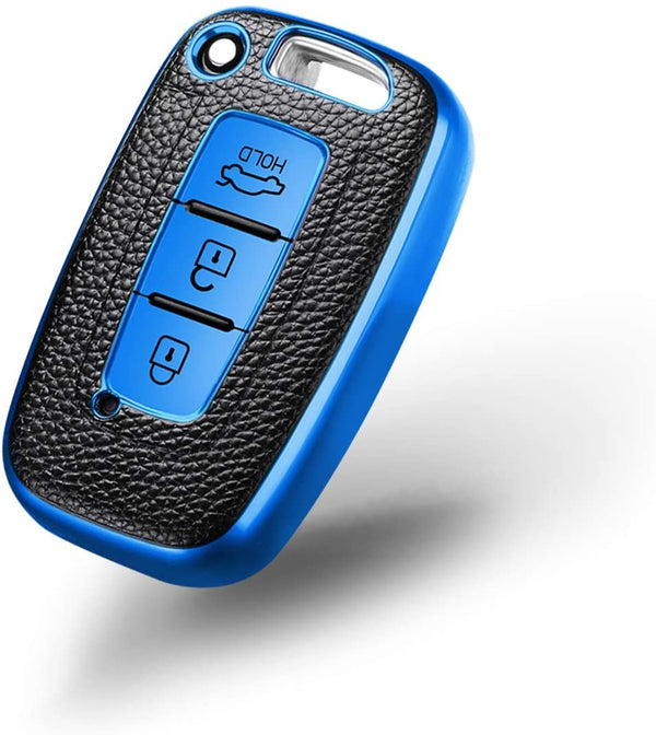 JVCV® Premium Soft TPU Leather Pattern Key Cover Compatible with Hyundai Verna Fluidic Old i20 Santafe Push Button Smart Key