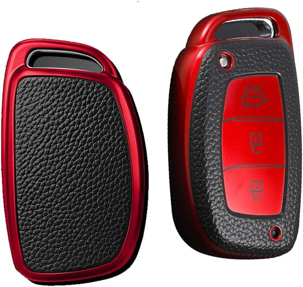 JVCV® Premium Soft TPU Leather Pattern Key Cover Compatible with Hyundai Smart Key's
