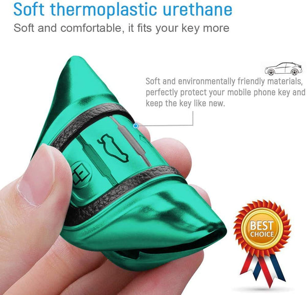 JVCV® Premium Soft TPU Leather Pattern Key Cover Compatible with Benz E Series Smart Key