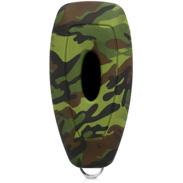 Soft Silicone Camouflage Key Cover Compatible with Ford Ecosport Push Button Start Smart Key (Green Camouflage)