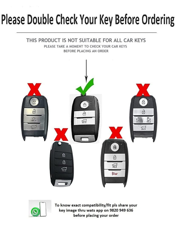 JVCV® Car Styling Soft Silicone Key Cover Compatible with Kia Seltos Sonet Carens 3 Button Smart Key - Don't Touch My Key