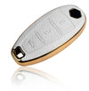 JVCV® Premium Soft Gold Border TPU Leather Pattern Key Cover Compatible with Maruti Suzuki 2 and 3 Button Baleno Ciaz Vitara Brezza S Cross Swift Ignis and Toyota Urban Cruiser Smart Key