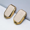 JVCV® Premium Soft Gold Border TPU Leather Pattern Key Cover Compatible with Suzuki Jimny Grand Vitara BALENO XL6 Swift ERTIGA DZIRE FRONX Urban Cruiser Glanza Hyryder 2 Button Smart Key