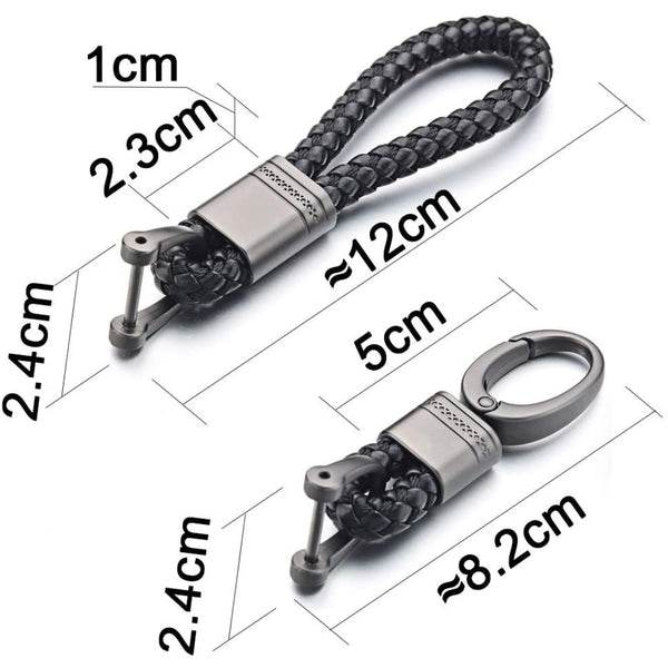 2 Pack Genuine Leather Keychain with Zinc Alloy Buckle Keyring
