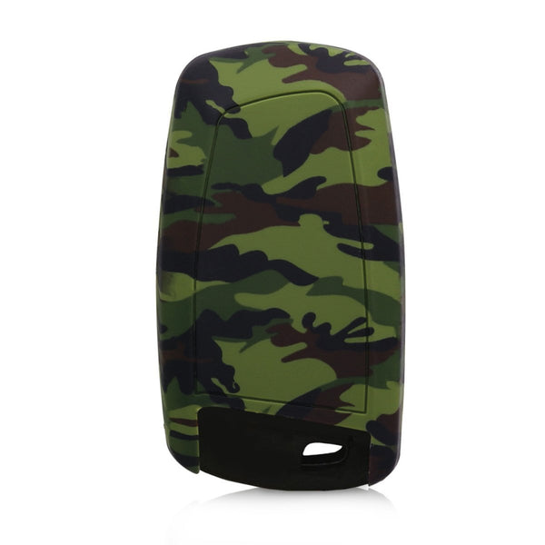 Car Styling Soft Silicone Camouflage Key Cover Compatible with BMW Smart Key (Green Camouflage)