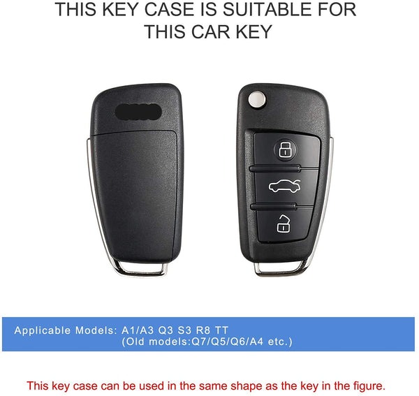 JVCV® Premium Soft TPU Leather Pattern Key Cover Compatible with Audi Folding Key