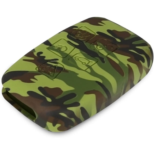 Car Styling Soft Silicone Camouflage Key Cover Compatible with Jaguar & Land Rover Smart Key (Green Camouflage)