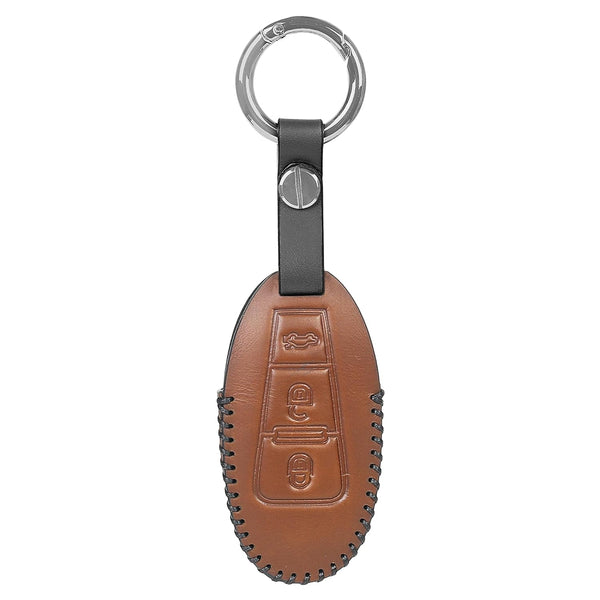 JVCV® Soft Handmade Leather Key Cover Compatible with Maruti Suzuki 2 and 3 Button Baleno Ciaz Vitara Brezza S Cross Swift Ignis and Toyota Urban Cruiser Smart Key