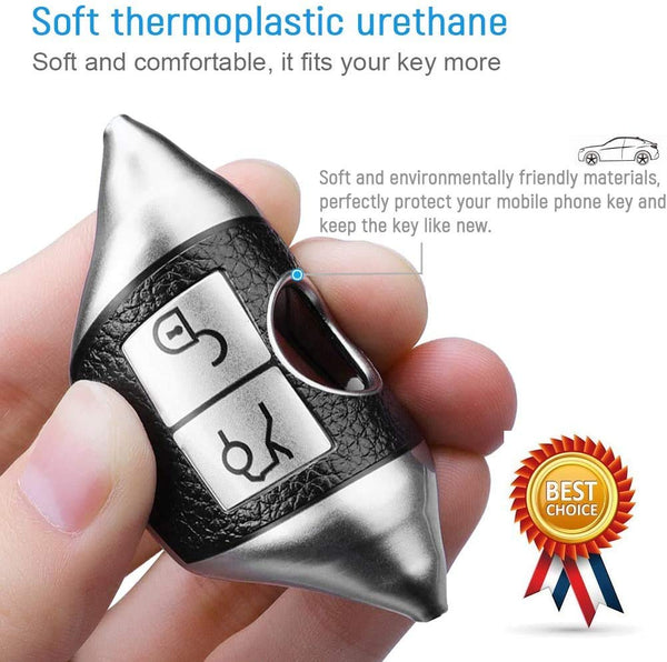 JVCV® Premium Soft TPU Leather Pattern Key Cover Compatible with Mercedes Benz Key