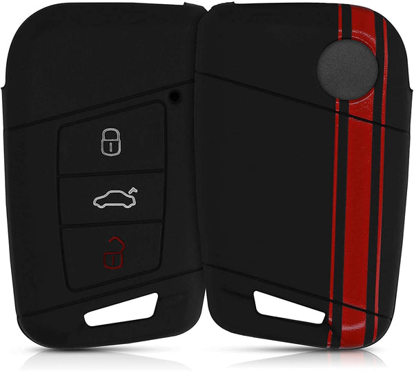 JVCV® Car Key Cover Compatible with Skoda Kodiaq, Superb, Octavia Push Button Start Car Smart Key - Rally Stripe