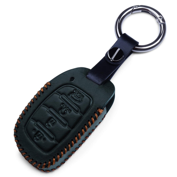 JVCV® Soft Handmade Leather Key Cover Compatible with New Hyundai Alcazar and Creta 4 Button Smart Key