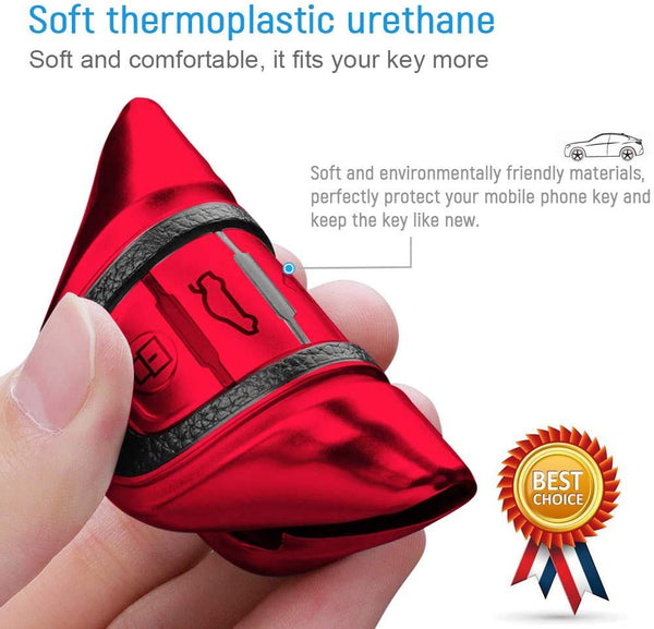 JVCV® Premium Soft TPU Leather Pattern Key Cover Compatible with Benz E Series Smart Key