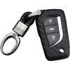 Car Styling Soft Carbon Fiber Pattern Key Cover Compatible with Toyota Folding Key with Keychain