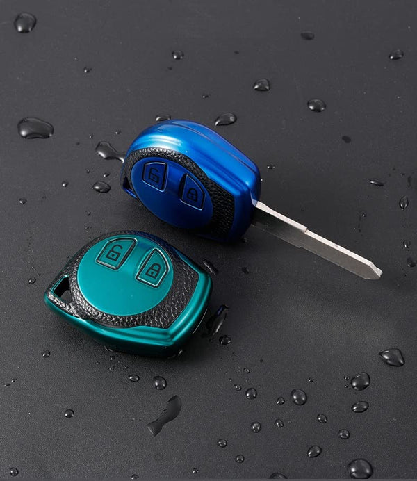 JVCV® Premium Soft TPU Leather Pattern Key Cover Compatible with 2 Button Key for Maruti Suzuki Swift Baleno S-Cross Ciaz Dzire WagonR SX4 Ritz