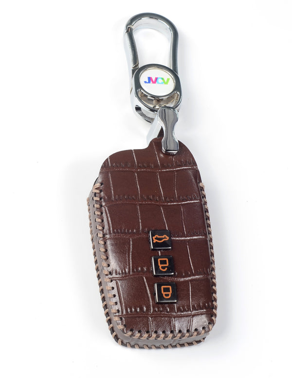 JVCV® Handmade Leather Crocodile Pattern Key Cover – Compatible with Toyota Fortuner, Hilux, Innova Crysta, Fortuner Legender, Innova HyCross, Land Cruiser – 2B/3B Smart Key