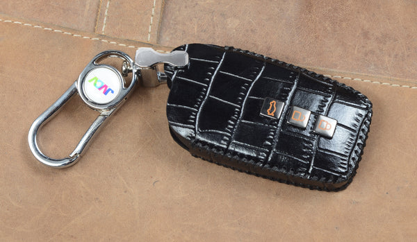 JVCV® Handmade Leather Crocodile Pattern Key Cover – Compatible with Toyota Fortuner, Hilux, Innova Crysta, Fortuner Legender, Innova HyCross, Land Cruiser – 2B/3B Smart Key