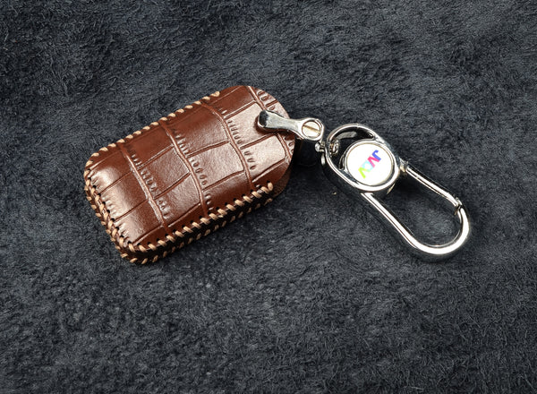 JVCV® Handmade Leather Crocodile Pattern Key Cover – Compatible with Suzuki Jimny, Fronx, Grand Vitara, Baleno, XL6, Swift, Ertiga, Dzire & Toyota Rumion, Urban Cruiser, Glanza, Hyryder – Smart Key