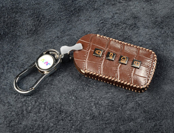 JVCV® Handmade Leather Crocodile Pattern Key Cover – Compatible with Tata Sierra, Curvv & Curvv EV Smart Key